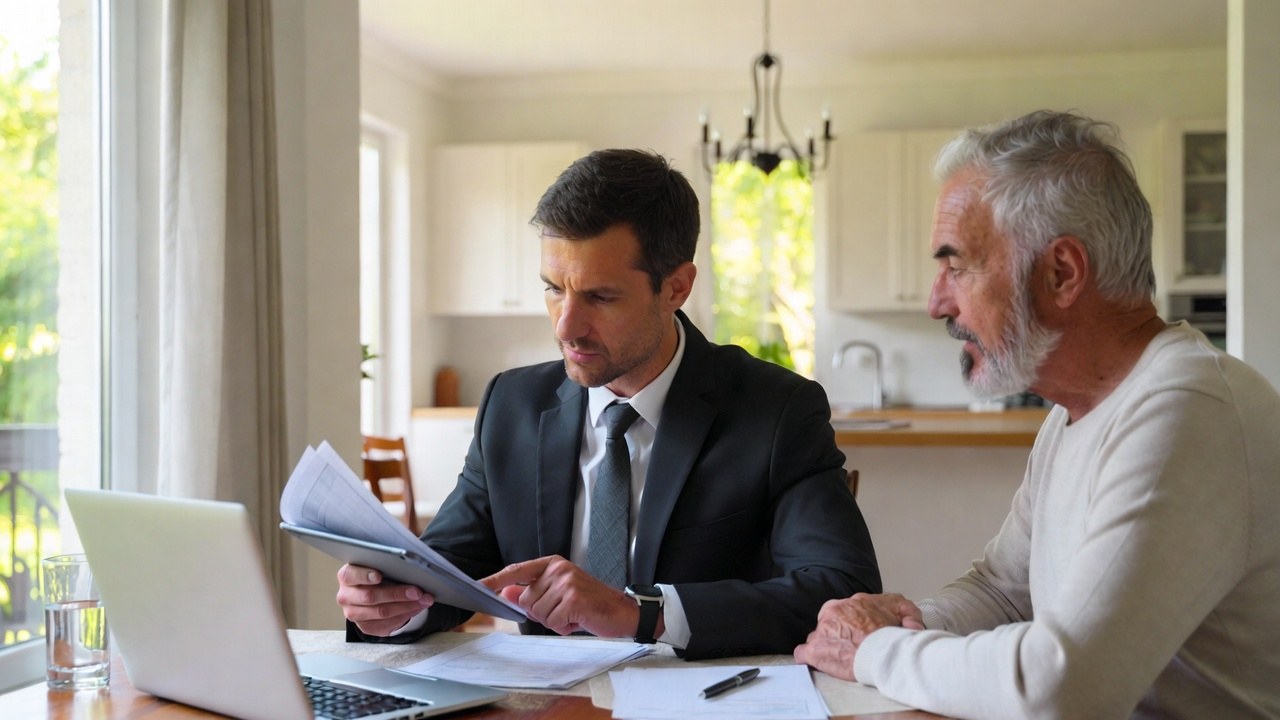 Resident reviewing bills with a specialist